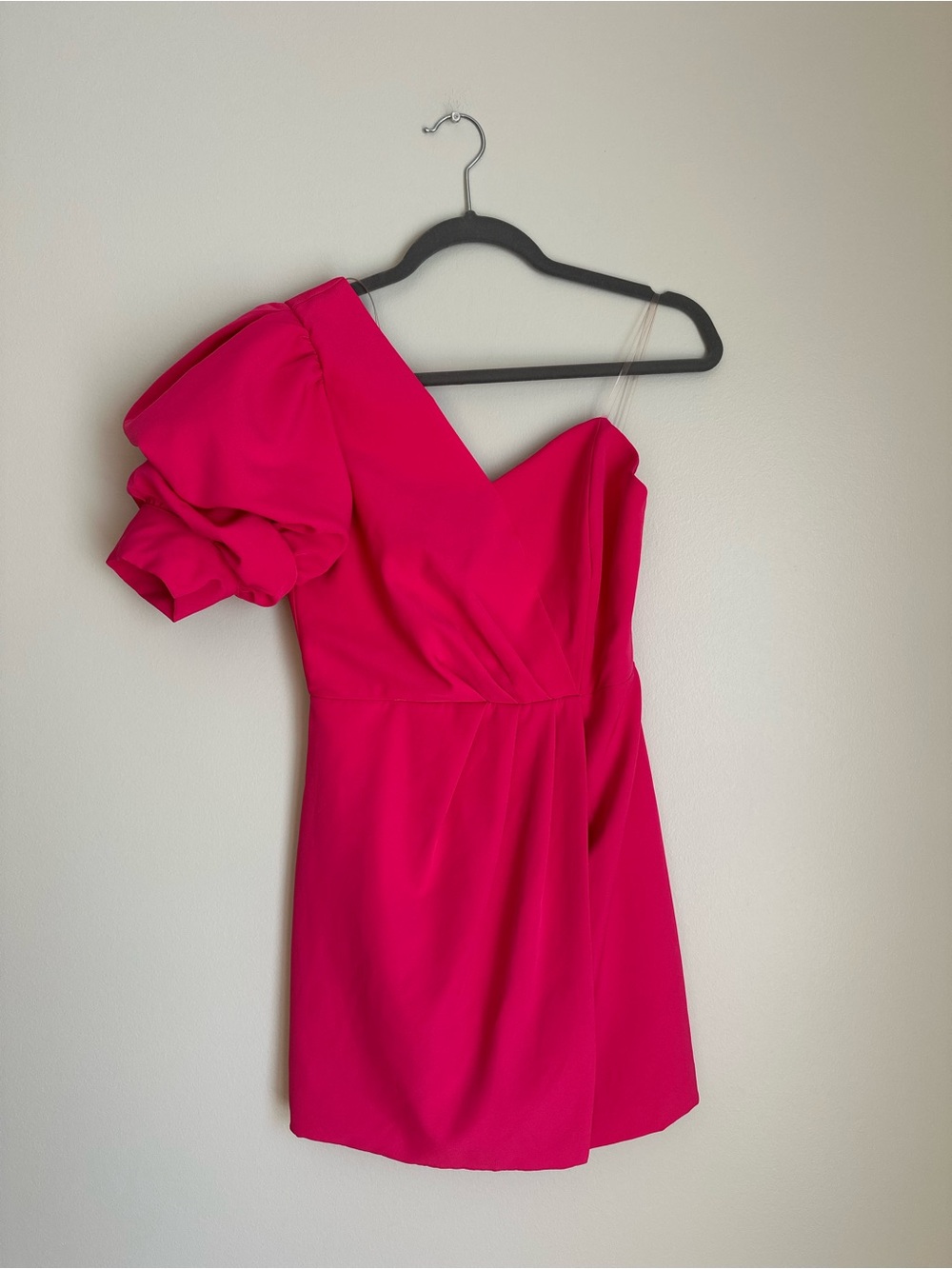 DO+BE Women’s Hot Pink One-Shoulder Puff Sleeve Cocktail Dress Size Small